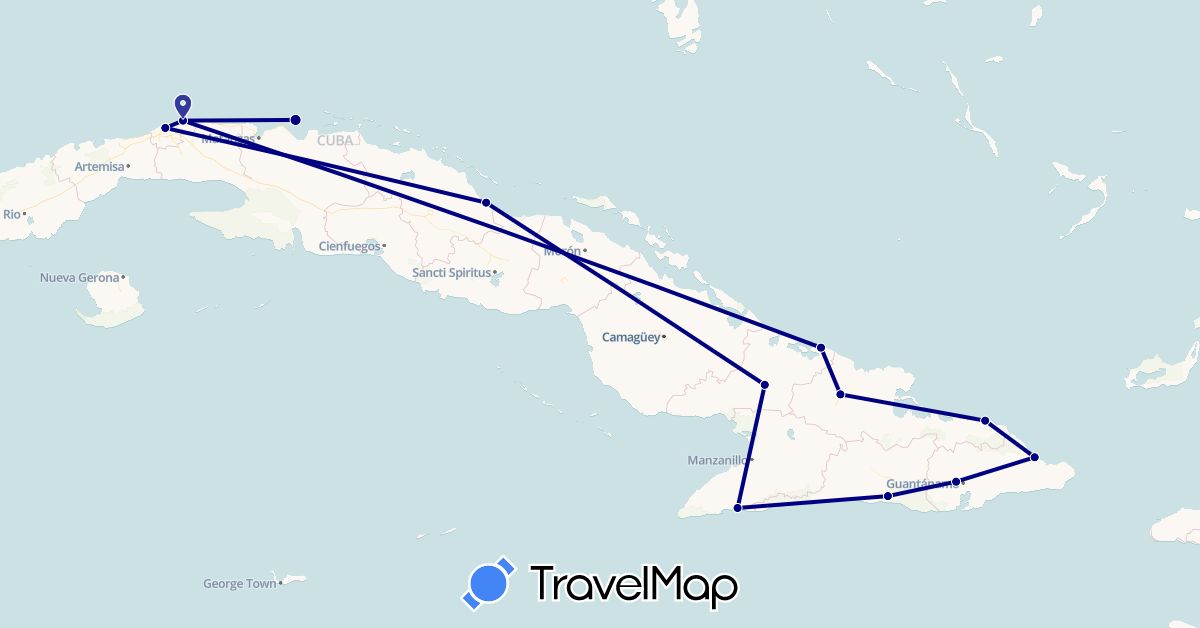 TravelMap itinerary: driving in Cuba (North America)